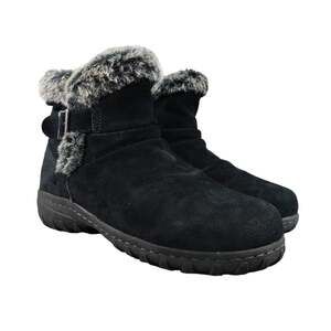 Khombu Shoes Womens 7 Booties Winter Lindsey Leather Faux Fur Buckle Strap Zip